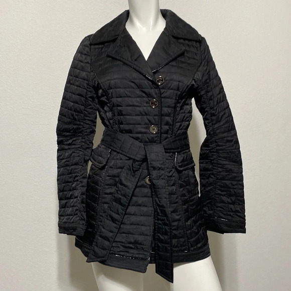 Laundry by Design Women's Black Double Breasted Quilted Belted Jacket Size XS - Picture 1 of 10